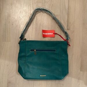 NIB Montana West Turquoise Vegan Leather Medium Hobo Shoulder Bag